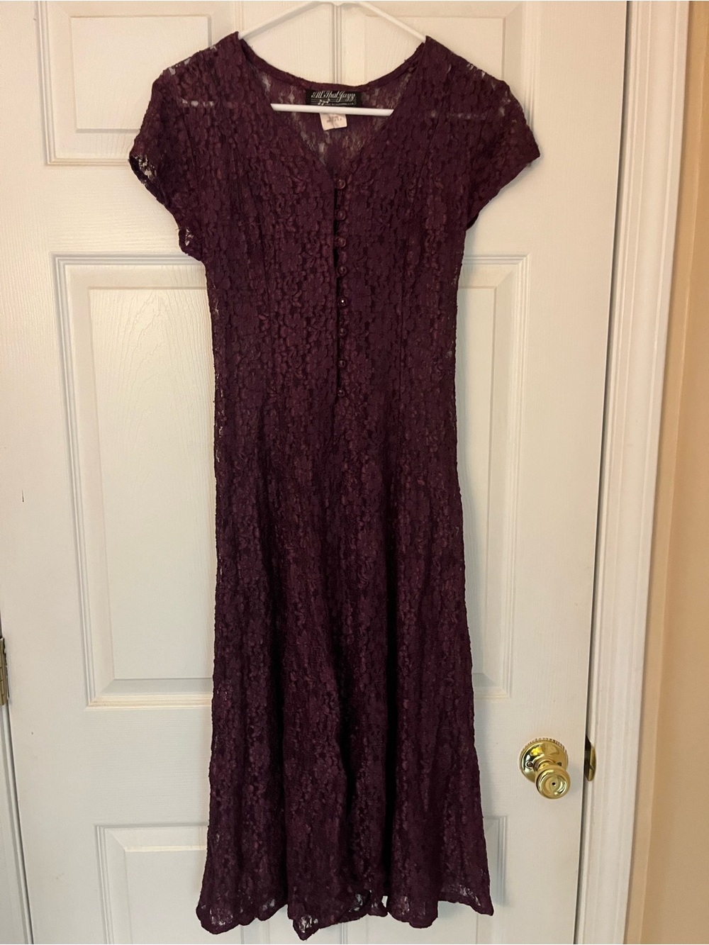 All That Jazz Burgundy Lace Midi Dress with Button Front